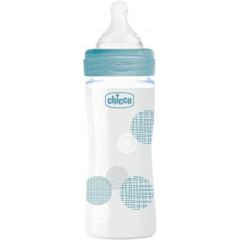 Chicco Well Being Nature Glass Μπιμπερό Γυάλινο Σιλικόνης 240Ml 0M+ A50-28721-20 8058664129942