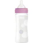 Chicco Well Being Nature Glass Bottle Pink 240Ml 0M+ A50-28721-10 8058664129935