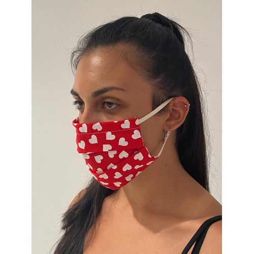 Fun Fashion Μάσκα Προστασίας 100% Βαμβακερή Καρδιές 81075 5204745810756