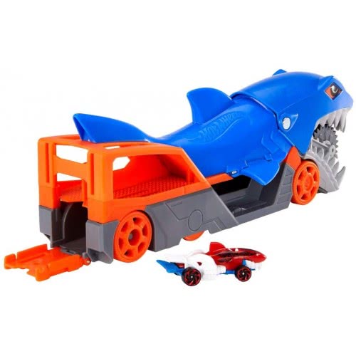 Mattel Easter Candle Hot Wheels Shark Chomp Transporter Playset With One 1:64 Scale Car For Kids 4 To 8 Years Old GVG36 