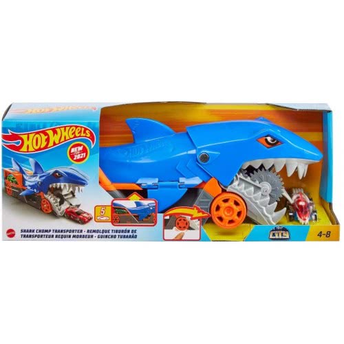 Mattel Easter Candle Hot Wheels Shark Chomp Transporter Playset With One 1:64 Scale Car For Kids 4 To 8 Years Old GVG36 