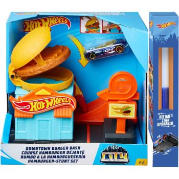 Mattel Λαμπάδα Hot Wheels City Downtown Playset - Burger Dash FRH28 / GPD09 