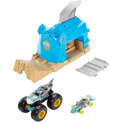 Mattel Λαμπάδα Hot Wheels Monster Trucks Shark Wreak Καρχαρίας Σετ Παιχνιδιού Εκτοξευτές GKY01 / GKY03 
