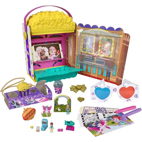 Mattel Λαμπάδα Polly Pocket Un-Box-It Playset, Popcorn Shape Box Σινεμά Ποπ Κορν Σετ GVC96 