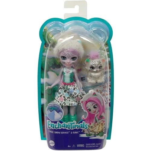 Mattel Λαμπάδα Enchantimals Κούκλα Ζωάκι Και Φιλαράκι Sybill Snow Leopard And Flake FNH22 / GJX42 