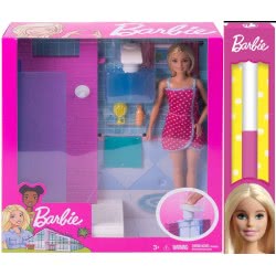 Mattel Λαμπάδα Barbie Δωμάτιο Με Κούκλα Ξανθιά, Ντους DVX51 / FXG51 