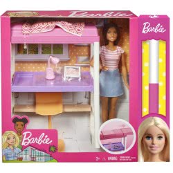 Mattel Λαμπάδα Barbie Δωμάτιο Με Κούκλα, Κρεβάτι Και Γραφείο - Loft Bed DVX51 / FXG52 