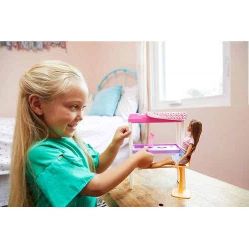 Mattel Λαμπάδα Barbie Δωμάτιο Με Κούκλα, Κρεβάτι Και Γραφείο - Loft Bed DVX51 / FXG52 