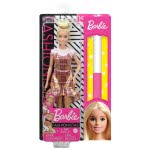 Mattel Easter Candle Barbie Fashionistas Doll Num 142 With Blonde Updo Hair Wearing Pink & Golden Plaid Dress FBR37 / GHW56 