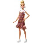 Mattel Λαμπάδα Barbie Fashionistas Κούκλα Num 142 Με Ξανθά Μαλλιά Ροζ Και Χρυσό Καρό Φόρεμα FBR37 / GHW56 
