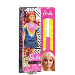 Mattel Easter Candle Barbie Fashionistas Doll Num 141 With Long Red Hair Wearing Tie-Dye Fringe Dress FBR37 / GHW55 