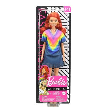 Mattel Easter Candle Barbie Fashionistas Doll Num 141 With Long Red Hair Wearing Tie-Dye Fringe Dress FBR37 / GHW55 