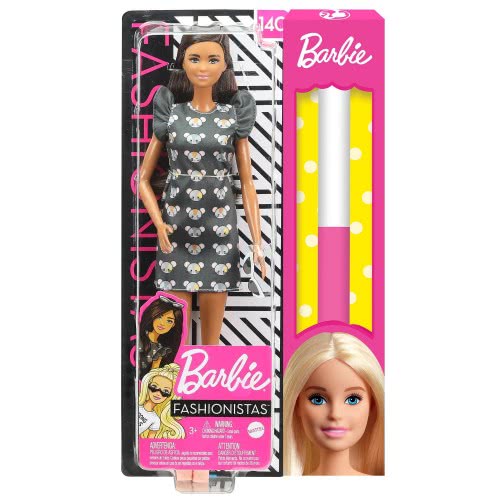 Mattel Λαμπάδα Barbie Fashionistas Κούκλα Num 140 Original Μελαχρινή Κούκλα Με Φόρεμα Mouse FBR37 / GHW54 