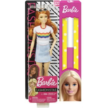 Mattel Easter Candle Barbie Fashionistas 122 With Long Red Hair Wearing Rainbow Graphic T-Shirt FBR37 / FXL55 