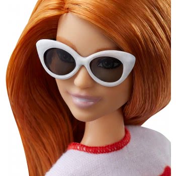 Mattel Easter Candle Barbie Fashionistas 122 With Long Red Hair Wearing Rainbow Graphic T-Shirt FBR37 / FXL55 