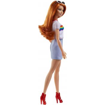 Mattel Easter Candle Barbie Fashionistas 122 With Long Red Hair Wearing Rainbow Graphic T-Shirt FBR37 / FXL55 