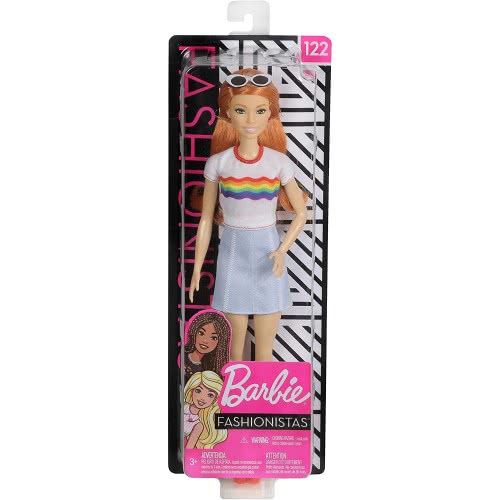 Mattel Easter Candle Barbie Fashionistas 122 With Long Red Hair Wearing Rainbow Graphic T-Shirt FBR37 / FXL55 