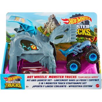 Mattel Hot Wheels Monster Trucks Pit And Launch - Team Mega-Wrex GKY01 / GKY00 887961928020