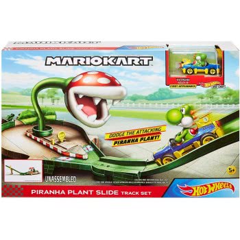 Mattel Hot Wheels Mario Kart Piranha Plant Slide Playset With 1:64 Die-Cast Yoshi And B-Dasher Vehicle GCP26 / GFY47 88796177323