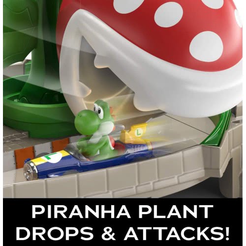 Mattel Hot Wheels Mario Kart Piranha Plant Slide Playset With 1:64 Die-Cast Yoshi And B-Dasher Vehicle GCP26 / GFY47 88796177323
