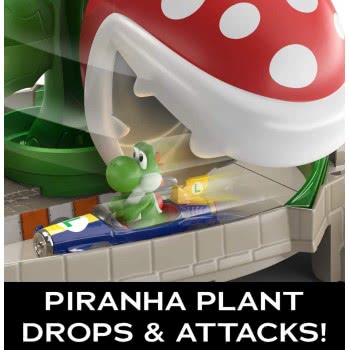 Mattel Hot Wheels Mario Kart Piranha Plant Slide Playset With 1:64 Die-Cast Yoshi And B-Dasher Vehicle GCP26 / GFY47 88796177323