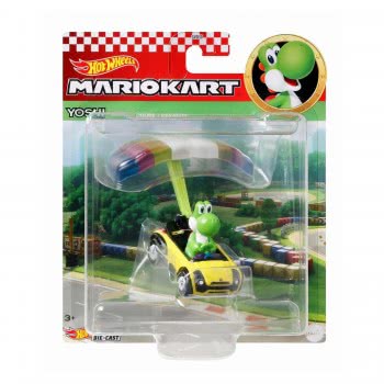 Mattel Diecast Hot Wheels Mario Kart Yoshi (Green) Sports Coupe + Parafoil GVD30 / GVD32 887961923261