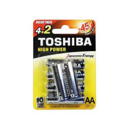 TOSHIBA Alkaline Batteries AA High Power Value Pack4 + 2 Gift 152658 4904530592553