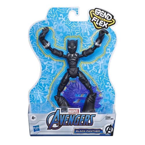 Hasbro Marvel Avengers Bend And Flex Action Figure, 6-Inch Flexible Black Panther Figure, Includes Blast Accessory E7377 / E7868