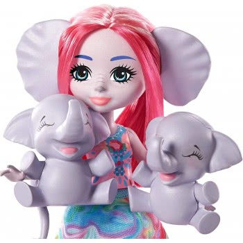 Mattel Enchantimals Esmeralda Elephant Doll 15.2-Cm With 3 Elephant Animal Friends Κούκλα Και Ζωάκια Φιλαράκια GJX43 / GTM30 887