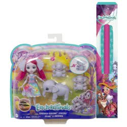 Mattel Enchantimals Esmeralda Elephant Doll 15.2-Cm With 3 Elephant Animal Friends GJX43 / GTM30 