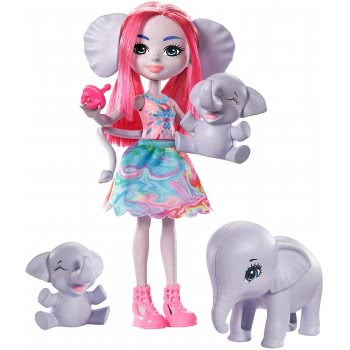 Mattel Λαμπάδα Enchantimals Esmeralda Elephant 15.2-Cm With 3 Elephant Animal Friends Κούκλα Και Ζωάκια Φιλαράκια GJX43 / GTM30 