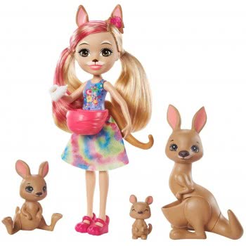 Mattel Enchantimals Kamilla Kangaroo Doll (6-In/15.2-Cm) With 3 Animal Figures And 1 Bottle Accessory GJX43 / GTM31 887961917857