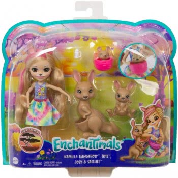Mattel Enchantimals Kamilla Kangaroo (6-In/15.2-Cm) With 3 Animal Figures And 1 Bottle Accessory GJX43 / GTM31 887961917857