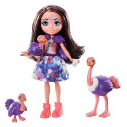 Mattel Enchantimals Ofelia Ostrich Doll (6-In/15.2-Cm) With 3 Animal Figures, Sunny Savanna Collection GJX43 / GTM32 88796191786