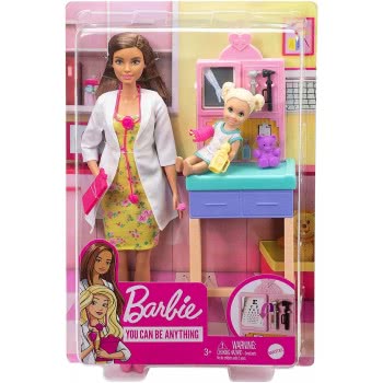 Mattel Barbie Σετ Επαγγέλματα Με Παιδάκια Και Ζωάκια - Κούκλα Παιδίατρος DHB63 / GTN52 887961918632