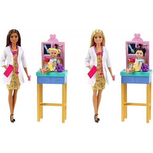 Mattel Barbie Σετ Επαγγέλματα Με Παιδάκια Και Ζωάκια - Κούκλα Παιδίατρος DHB63 / GTN52 887961918632