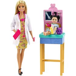 Mattel Barbie Σετ Επαγγέλματα Με Παιδάκια Και Ζωάκια - Κούκλα Παιδίατρος Ξανθιά DHB63 / GTN51 887961918625
