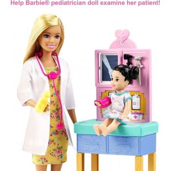 Mattel Λαμπάδα Barbie Σετ Επαγγέλματα Με Παιδάκια Και Ζωάκια - Κούκλα Παιδίατρος Ξανθιά DHB63 / GTN51 