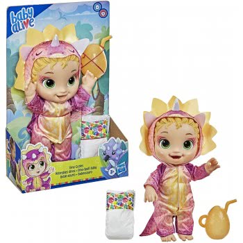 Hasbro Baby Alive Dino Cuties Doll, Triceratops, Doll Accessories, Drinks, Wets, Triceratops Dinosaur F0933 5010993786831