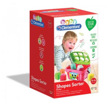Clementoni Baby Play For Future Baby Toddler Toy Shapes Sorter Bucket For 10-36 Months 1000-17106 8005125171064
