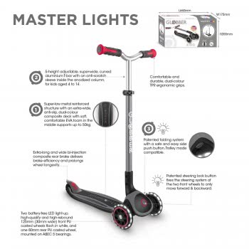Globber Scooter Elite Master Lights Navy Blue 662-100 4895224401384