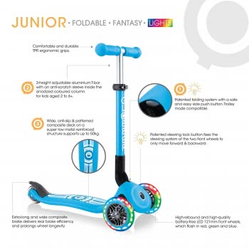 Globber Scooter Junior Foldable Fantasy Lights Flowers Navy Blue 433-100 4895224402640