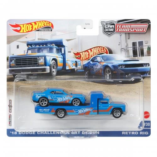 Mattel 18 Dodge Challenger SRT Demon W Retro Rig 2021 Hot Wheels Car Culture Team Transport FLF56 / GRK51 887961906271