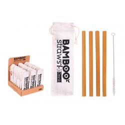 iDrink Καλαμάκια Bamboo Και Βουρτσάκι Καθαρισμού (Σετ 4Τμχ) ID0908 8052877045839