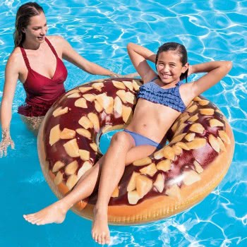 INTEX Inflatable Swim Donut Ring Tube Float - Nutty Chocolate, 39 Inch 56262 6941057407500