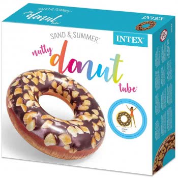 INTEX Inflatable Swim Donut Ring Tube Float - Nutty Chocolate, 39 Inch 56262 6941057407500