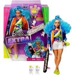 Mattel Extra Doll 4 With Skateboard And 2 Kittens Blue Curly Hair GRN30 887961908503