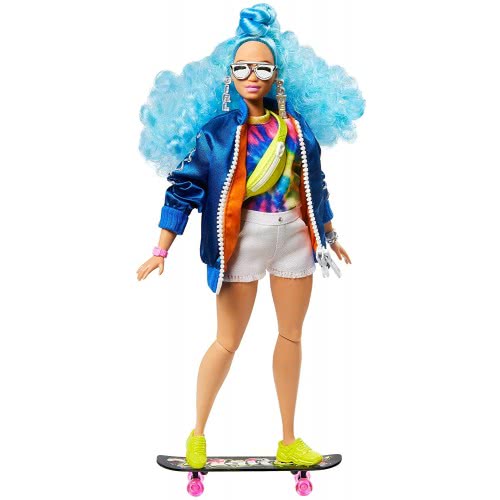 Mattel Extra Doll 4 With Skateboard And 2 Kittens Blue Curly Hair GRN30 887961908503