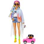 Mattel Extra Doll 5 In Long-Fringe Denim Jacket With Pet Puppy GRN29 887961908497