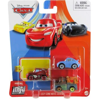 Mattel Cars Mini Racers Cozy Cone Motel Series 3-Pack Radiator Springs Lightning Mcqueen, Sally, Mater GKG01 / GKG65 88796182647